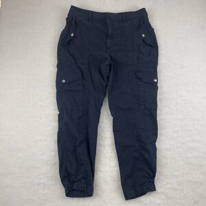 Ralph Lauren Women's Cargo Pants Navy Blue Size 12 Silver Snap Buttons 32x27